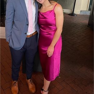 Fuscia Satin Dress